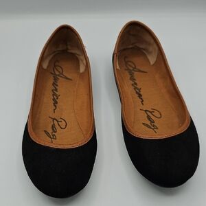 American Rag Black and Brown Faux Leather Trim Women's Loafers Size 9
